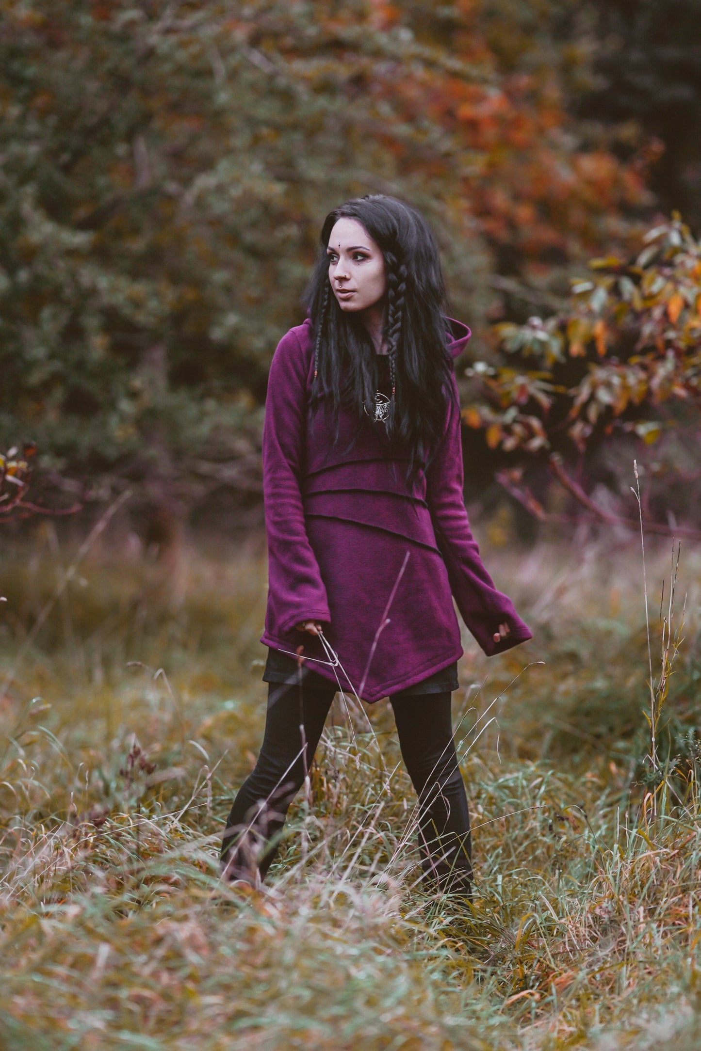 Grüner Elfen-Hoodie-Fleece-Mantel – Pixie-Jacke mit Maxi-Haube