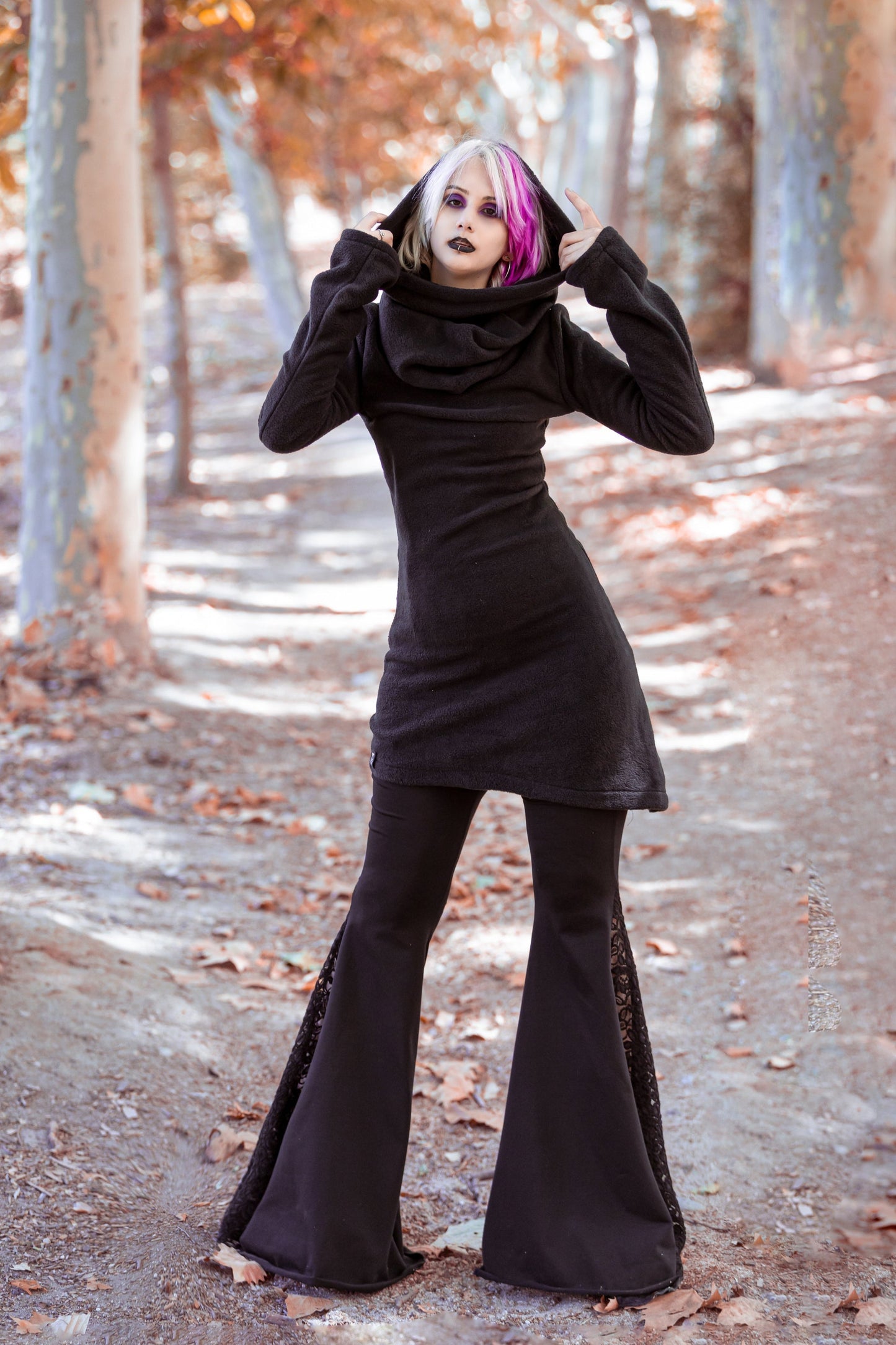 Winter Lange Kapuzen-Fleecejacke – Elfen-Gothic Hoodie Jacke