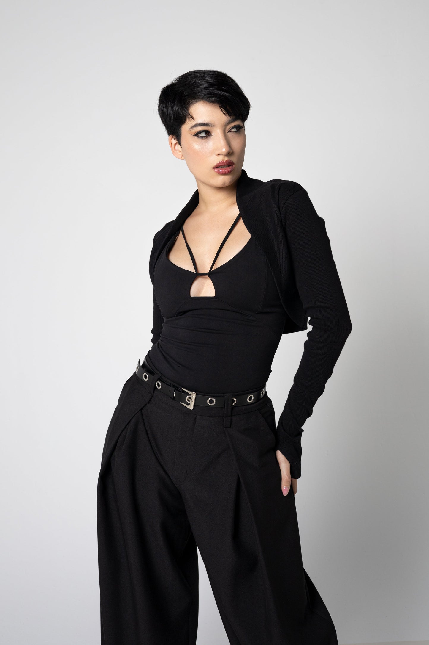 Bio-Baumwolle Rib Shrug – Langärmlige Schicht mit Daumenlöchern - XS bis 2XL