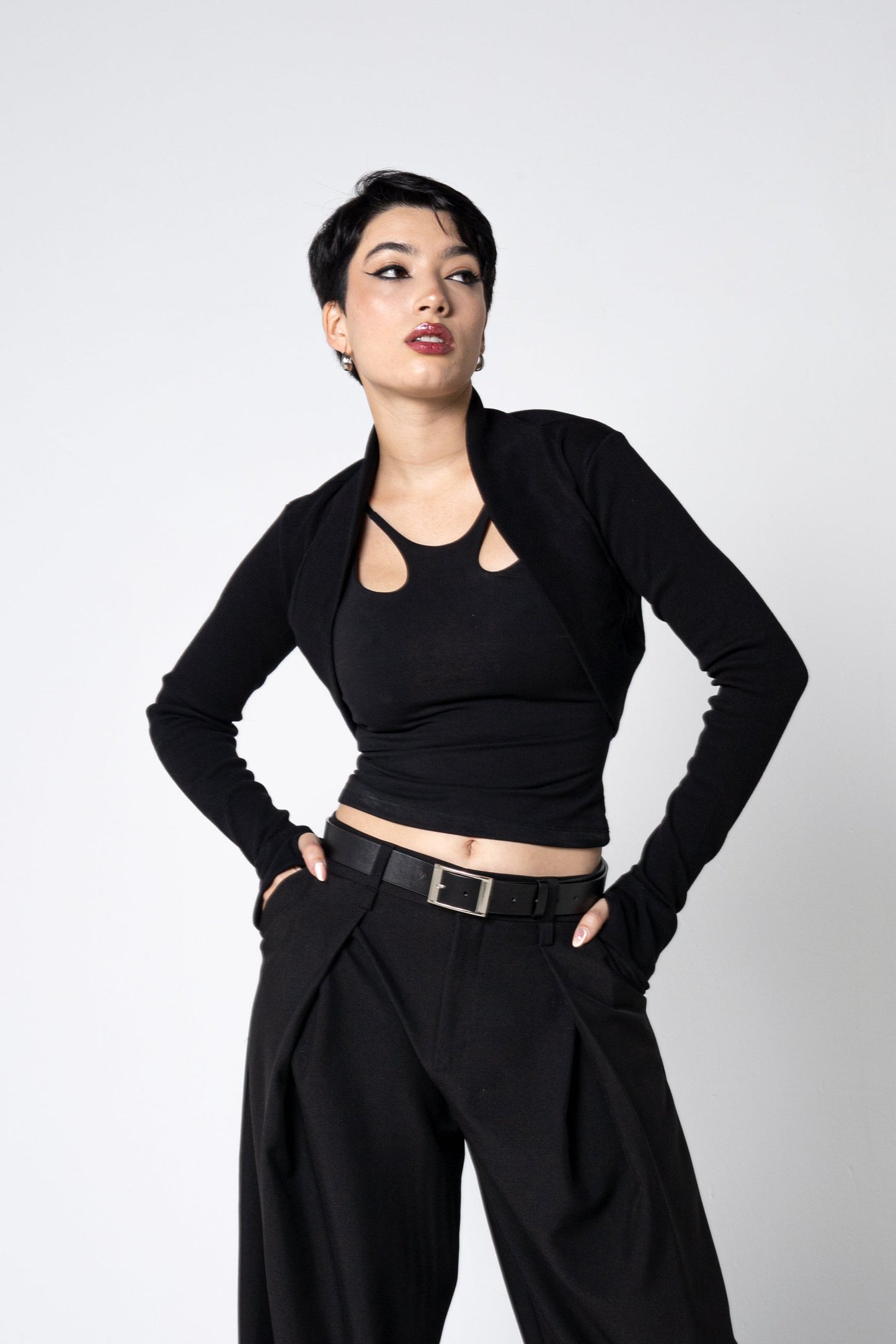 Bio-Baumwolle Rib Shrug – Langärmlige Schicht mit Daumenlöchern - XS bis 2XL