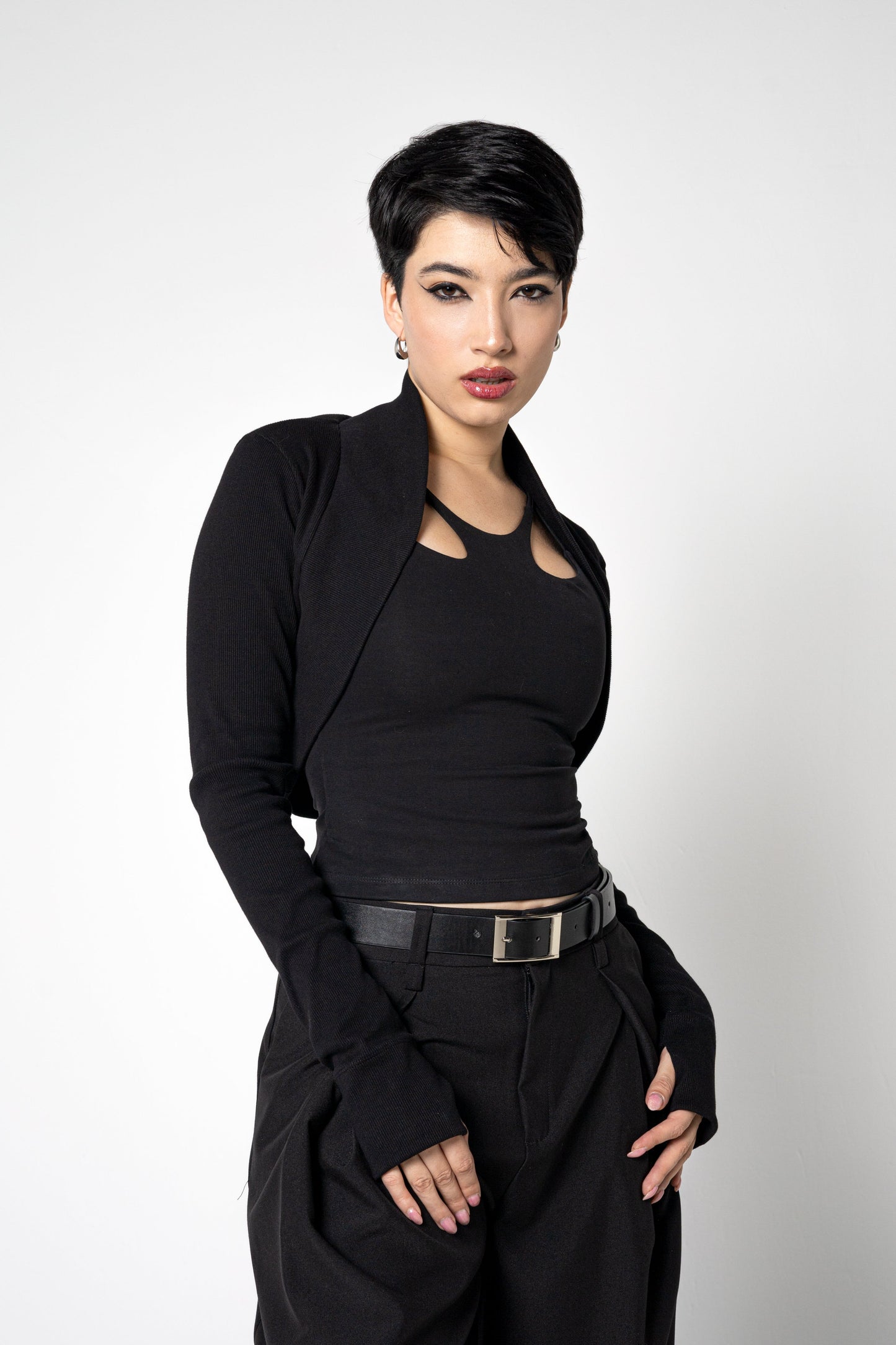 Bio-Baumwolle Rib Shrug – Langärmlige Schicht mit Daumenlöchern - XS bis 2XL