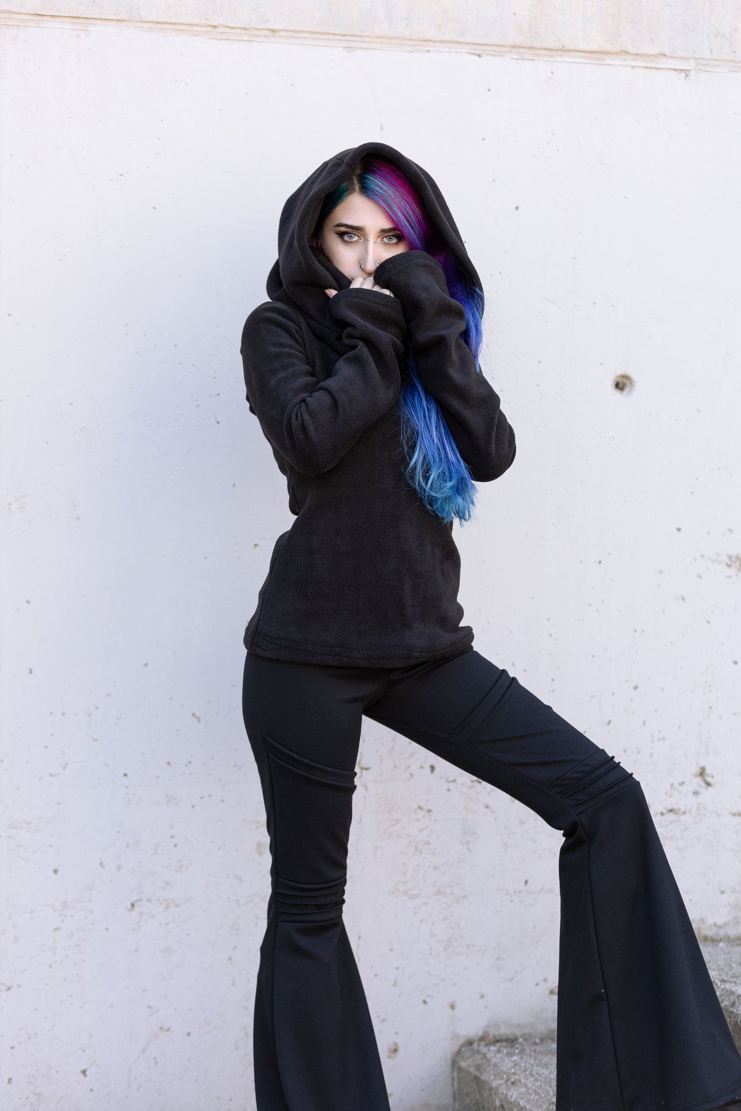 Smaragd-Fee Kapuzenpullover mit Cowl-Neck